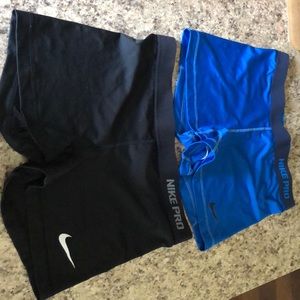 2 pairs Nike Pro Spandex shorts